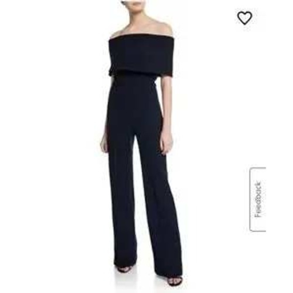 NWT $1690 Lela Rose Black‎ Off The Shoulder Jumpsuit Wide Leg Formal Size 18